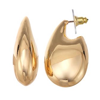 Nine West Gold-Tone Puffy Elongated Hoop Earrings