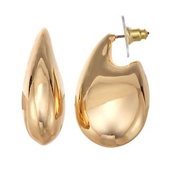 Nine West Gold-Tone Puffy Elongated Hoop Earrings