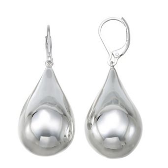 Nine West Silver Tone Teardrop Leverback Earrings