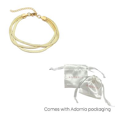 Adornia 18k Gold Plated Tarnish-Resistant Multi-Strand Herringbone Chain Bracelet