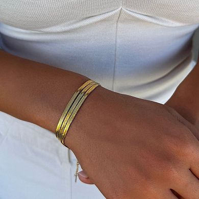 Adornia 18k Gold Plated Tarnish-Resistant Multi-Strand Herringbone Chain Bracelet