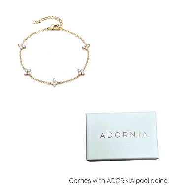 Adornia 14k Gold Flash Plated Cubic Zirconia Flower Station Bracelet