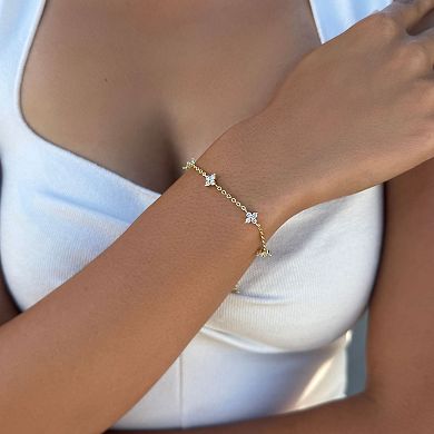 Adornia 14k Gold Flash Plated Cubic Zirconia Flower Station Bracelet