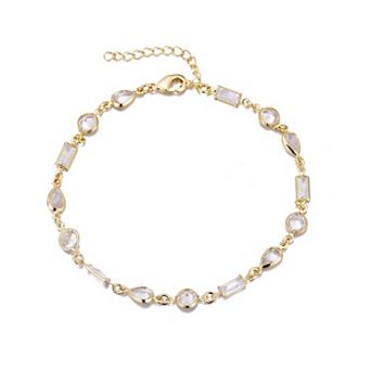 Adornia 14k Gold Plated Mixed Shape Crystal Bracelet