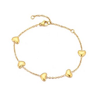 Adornia 18k Gold Plated Tarnish-Resistant Heart Station Bracelet