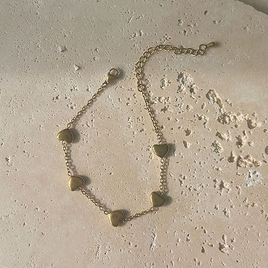 Adornia 18k Gold Plated Tarnish-Resistant Heart Station Bracelet