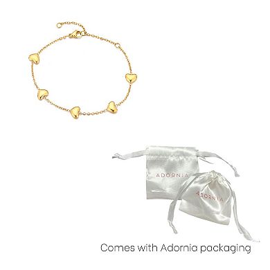 Adornia 18k Gold Plated Tarnish-Resistant Heart Station Bracelet