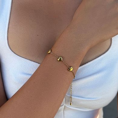 Adornia 18k Gold Plated Tarnish-Resistant Heart Station Bracelet