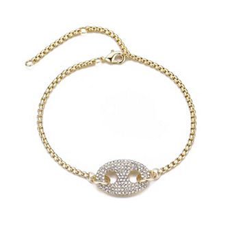 Adornia 14k Gold Plated Crystal Mariner Link Bracelet