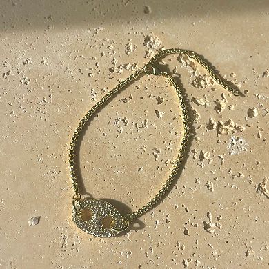 Adornia 14k Gold Plated Crystal Mariner Link Bracelet