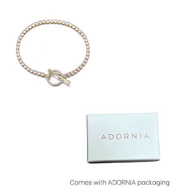 Adornia 14k Gold Plated Crystal Toggle Tennis Bracelet