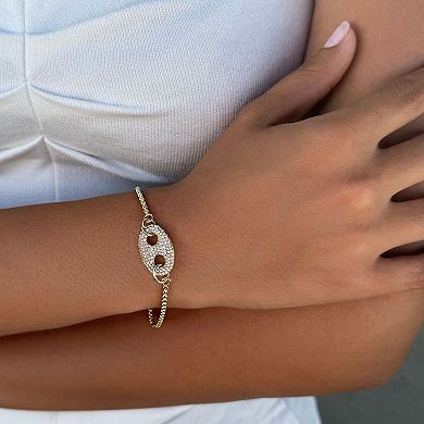 Adornia 14k Gold Plated Crystal Toggle Tennis Bracelet