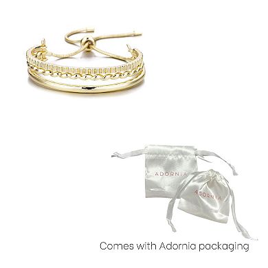 Adornia 14k Gold Plated 3-Line Design Adjustable Bolo Bracelet