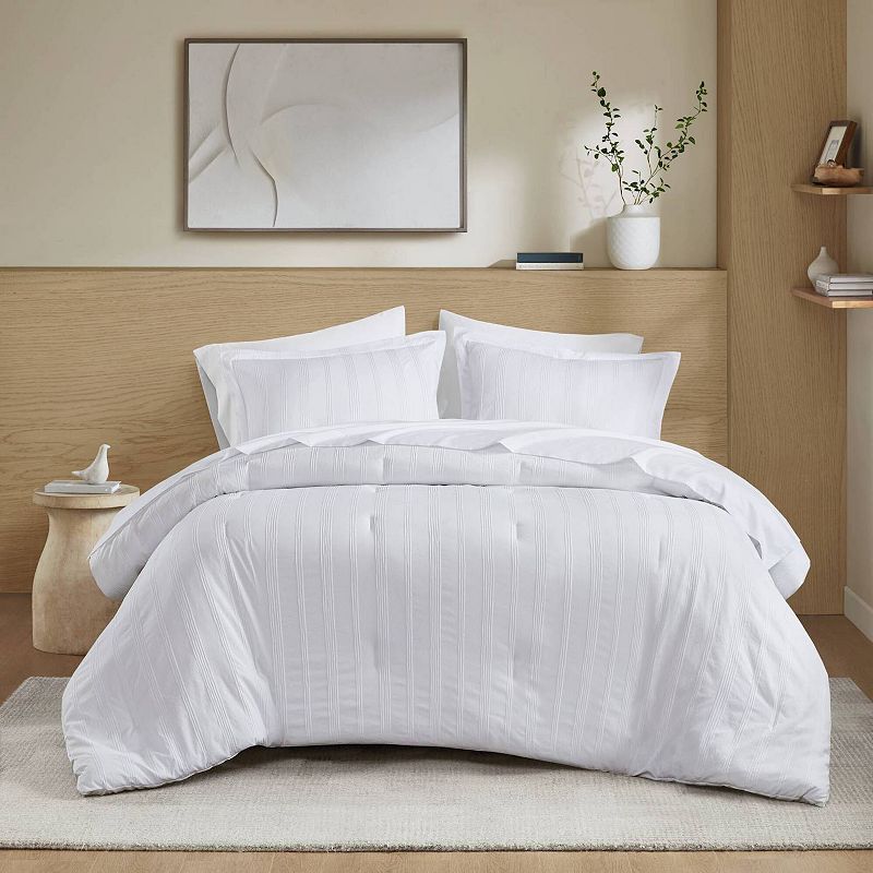 510 Design Logan Woven Striped Comforter Set With Sheets, White