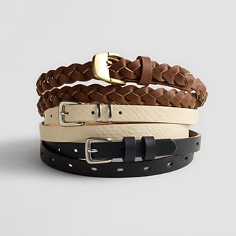 Women's Sonoma Goods For Life® 3-Pack Braided & Perforated Belts