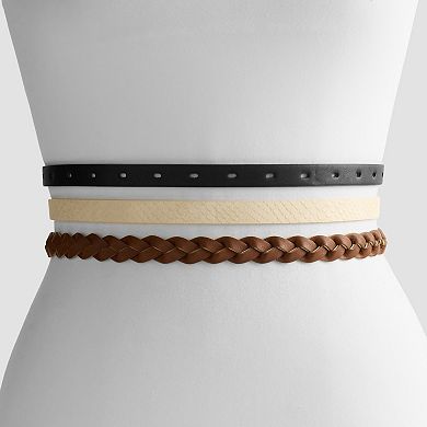 Women's Sonoma Goods For Life® 3-Pack Braided & Perforated Belts