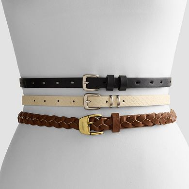 Women's Sonoma Goods For Life® 3-Pack Braided & Perforated Belts