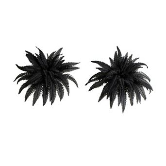 Nearly Natural 40-Inch Black Artificial Boston Fern 2 pc Set