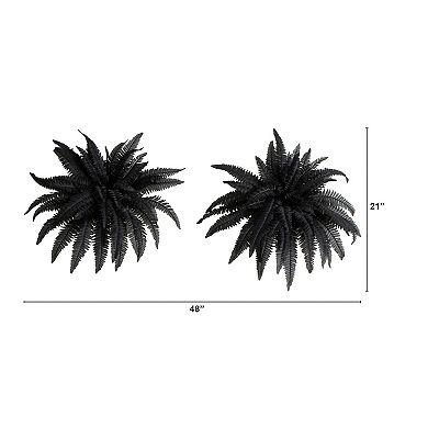 Nearly Natural 40-Inch Black Artificial Boston Fern 2-Piece Set