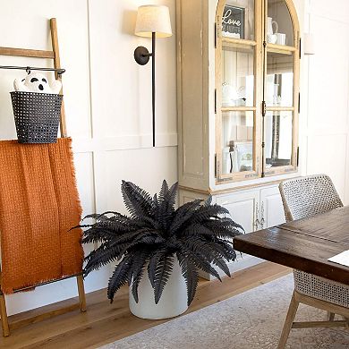 Nearly Natural 48-Inch Black Artificial Boston Fern 2-Piece Set