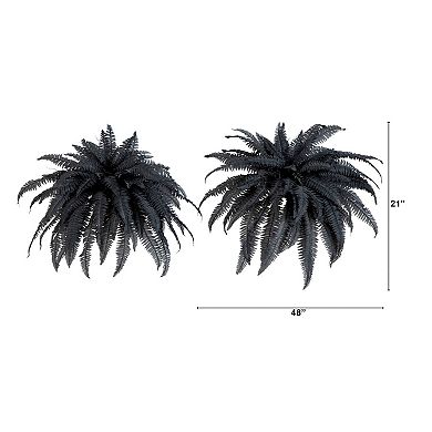 Nearly Natural 48-Inch Black Artificial Boston Fern 2-Piece Set