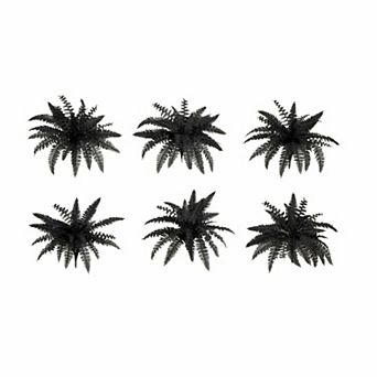Nearly Natural 19-Inch Black Artificial Boston Fern 6 pc Set