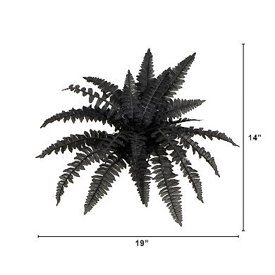 Nearly Natural 19-Inch Black Artificial Boston Fern 6-Piece Set