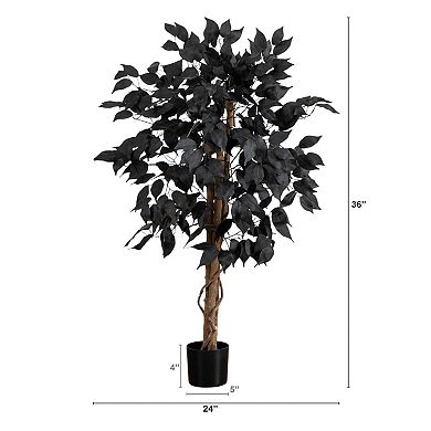 Nearly Natural 3-ft. Artificial Black Ficus Tree with Natural Trunk