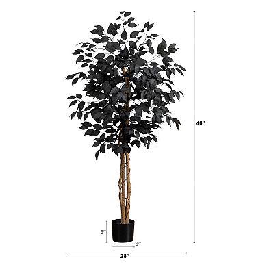 Nearly Natural 3-ft. Artificial Ficus Tree with Natural Trunk