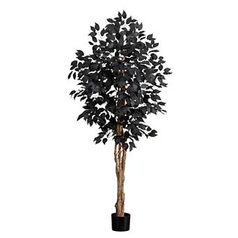 Nearly Natural 4-ft. Artificial Black Ficus Tree with Natural Trunk