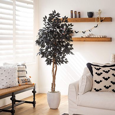 Nearly Natural 4-ft. Artificial Black Ficus Tree with Natural Trunk