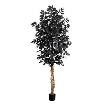 Nearly Natural 6-ft. Artificial Black Ficus Tree with Natural Trunk