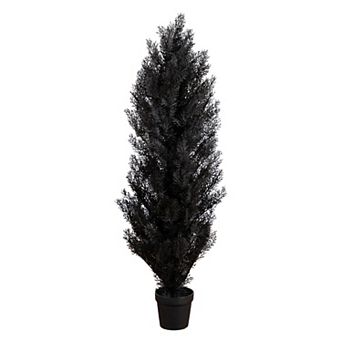 nearly natural 4-ft. Indoor/Outdoor UV Resistant Artificial Halloween Black Cedar Tree