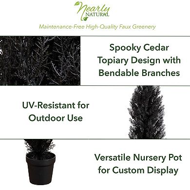 nearly natural 4-ft. Indoor/Outdoor UV Resistant Artificial Halloween Black Cedar Tree