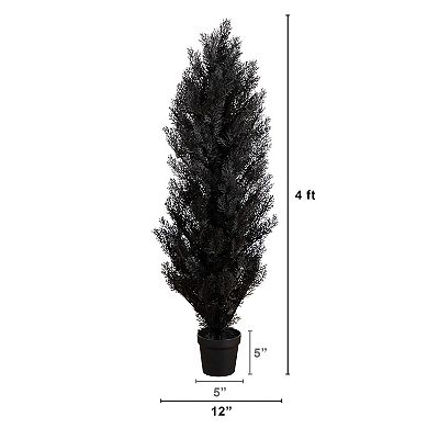 nearly natural 4-ft. Indoor/Outdoor UV Resistant Artificial Halloween Black Cedar Tree