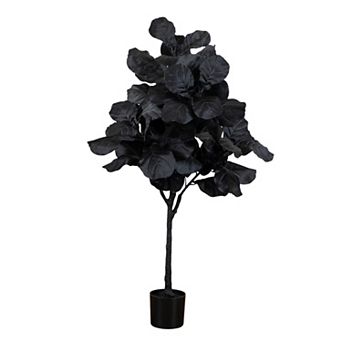 nearly natural 4-ft. Artificial Halloween Black Fiddle Leaf Tree