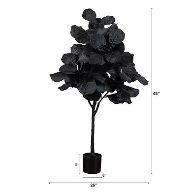 nearly natural 4-ft. Artificial Halloween Black Fiddle Leaf Tree