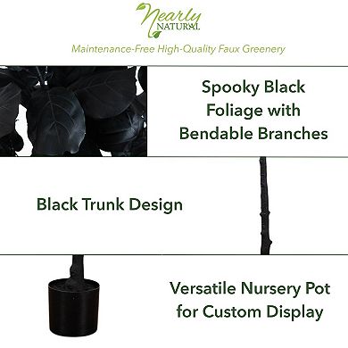 Nearly Natural 5-ft. Artificial Black Fiddle Leaf Tree