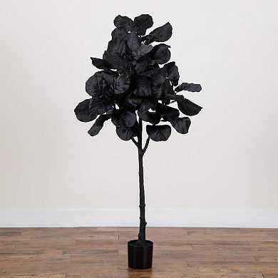 Nearly Natural 5-ft. Artificial Black Fiddle Leaf Tree