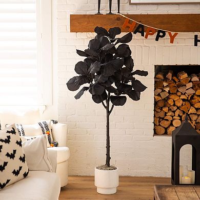 Nearly Natural 5-ft. Artificial Black Fiddle Leaf Tree