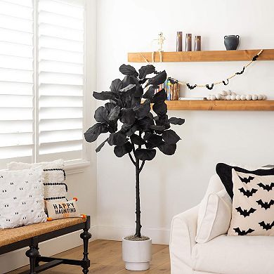 Nearly Natural 5-ft. Artificial Black Fiddle Leaf Tree