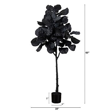 Nearly Natural 5-ft. Artificial Black Fiddle Leaf Tree