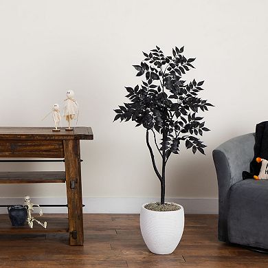 Nearly Natural 4-ft. Artificial Halloween Black Sumac Tree