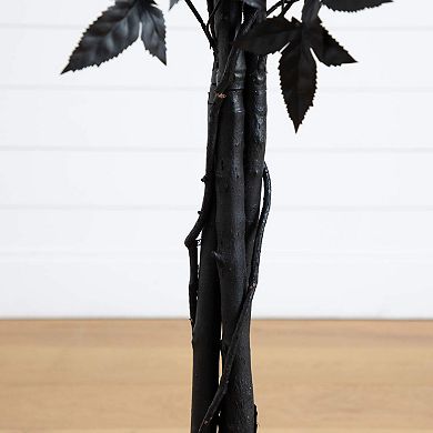 Nearly Natural 4-ft. Artificial Black Maple Tree with Natural Trunk