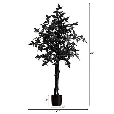 Nearly Natural 4-ft. Artificial Black Maple Tree with Natural Trunk