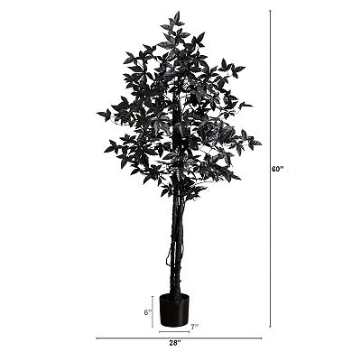 Nearly Natural 5-ft. Artificial Black Maple Tree with Natural Trunk