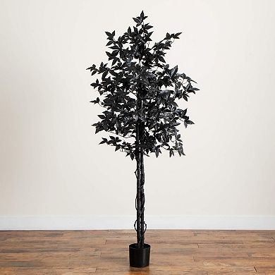 Nearly Natural 6-ft. Artificial Black Maple Tree with Natural Trunk