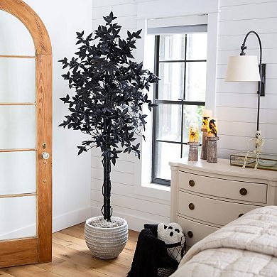 Nearly Natural 6-ft. Artificial Black Maple Tree with Natural Trunk