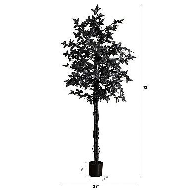 Nearly Natural 6-ft. Artificial Black Maple Tree with Natural Trunk