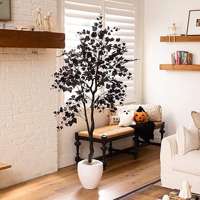 Nearly Natural 6-ft. Artificial Halloween Black Maple Tree
